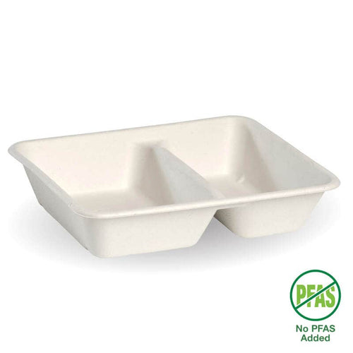 2-Compartment White Plant Fibre Takeaway Base