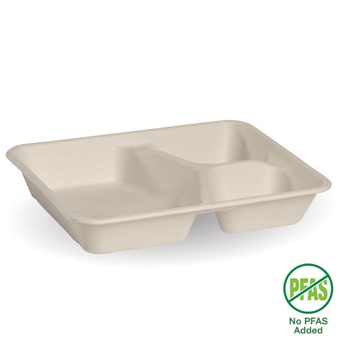 3-Compartment Natural Plant Fibre Takeaway Base