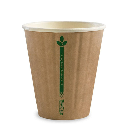 255ml / 8oz (80mm) Kraft Green Line Double Wall BioCup