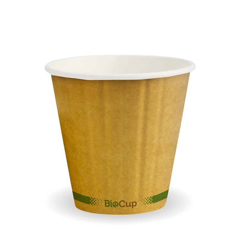 295ml / 8oz (90mm) Kraft Green Stripe Double Wall BioCup