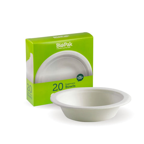 20 Pack - 500ml White BioBowl