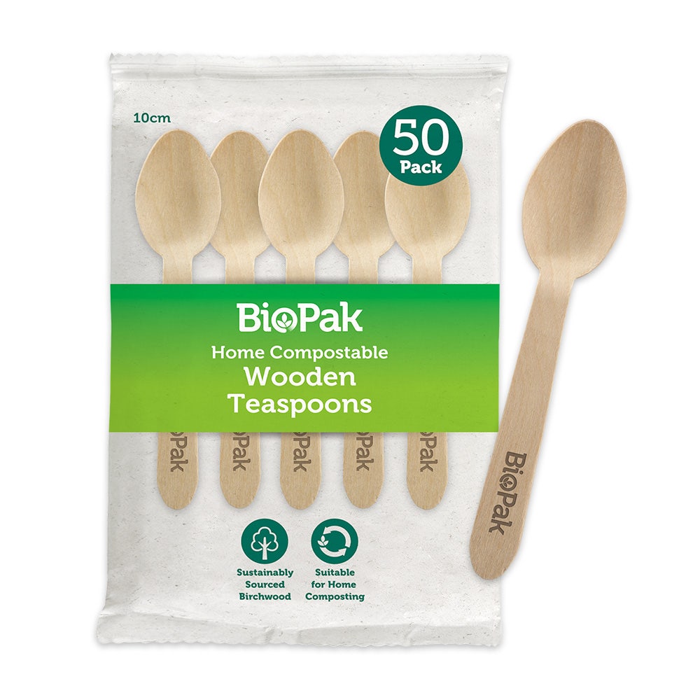 50 Pack - 16cm Wooden Teaspoon