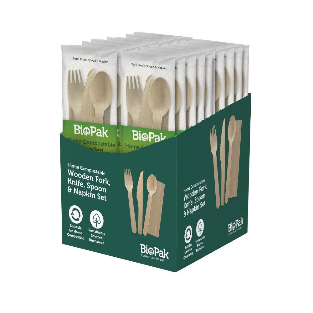 18 Pack - 16cm Wooden Knife, Fork & Spoon