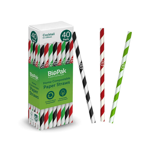 40 Pack - 6mm Mixed Cocktail BioStraws