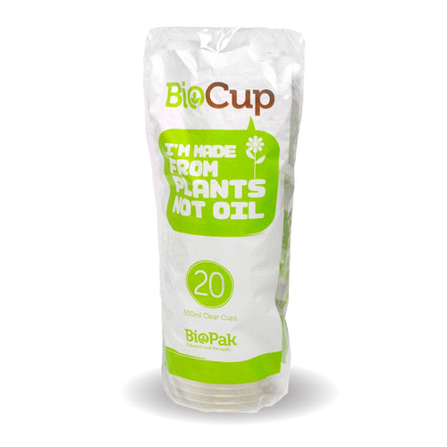 20 Pack - 500ml Clear Tumbler BioCups