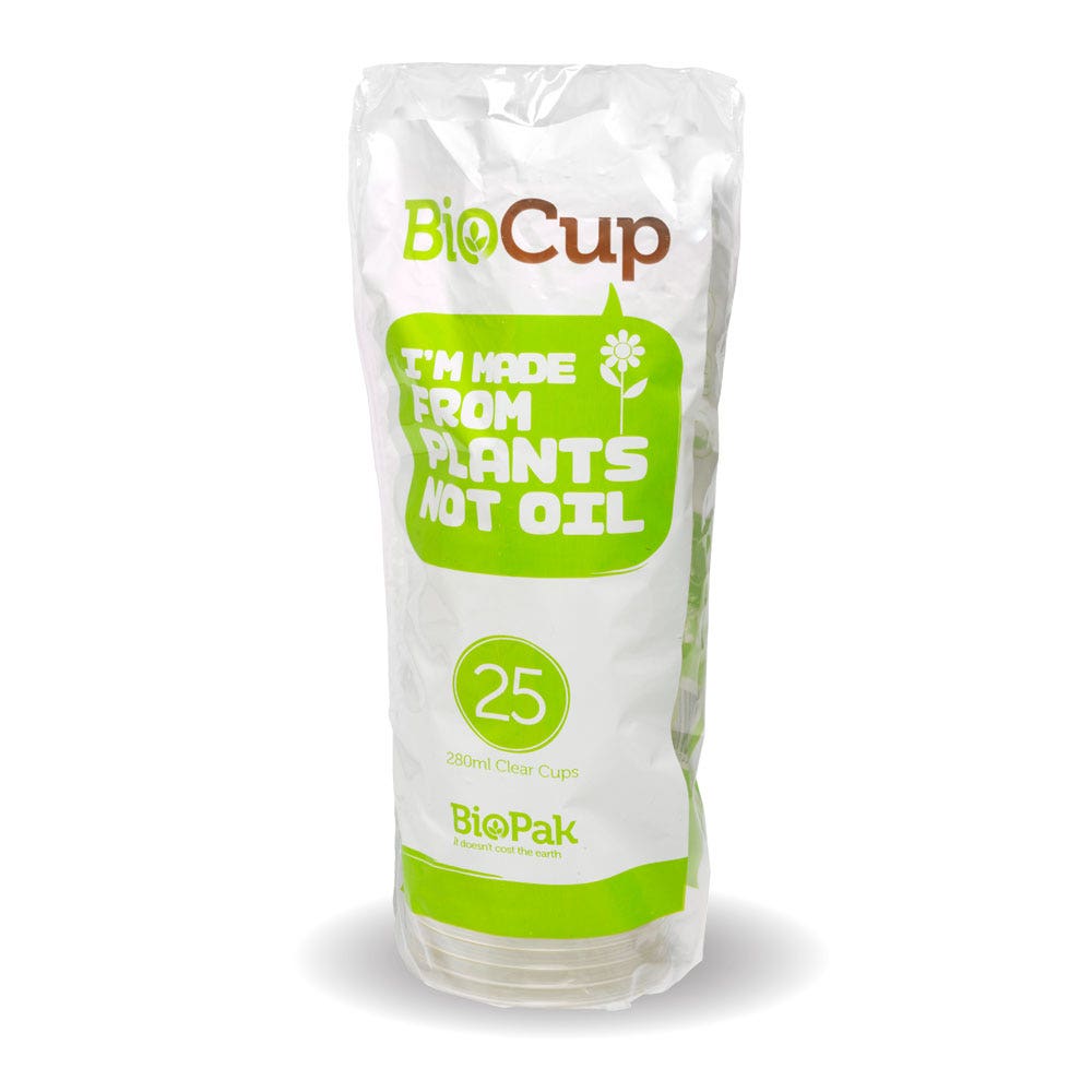 25 Pack - 280ml Clear BioCups