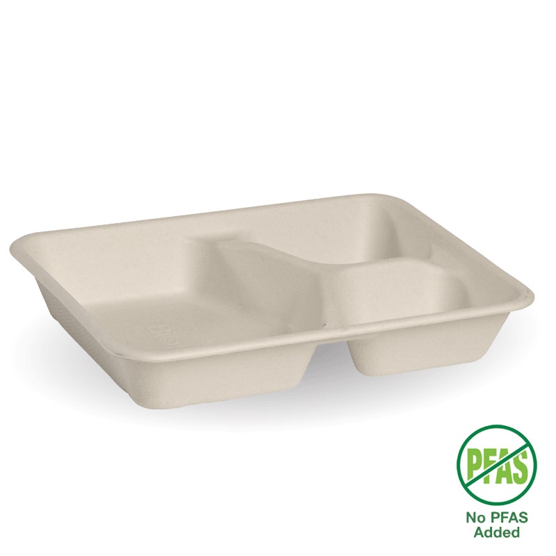 3-Compartment Natural Plant Fibre Takeaway Base