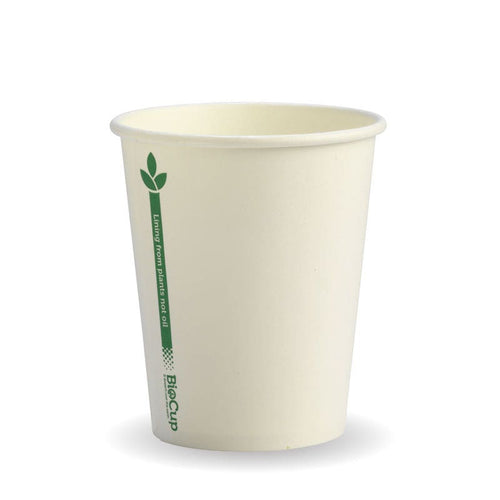280ml / 8oz (80mm) White Green Line Single Wall BioCup