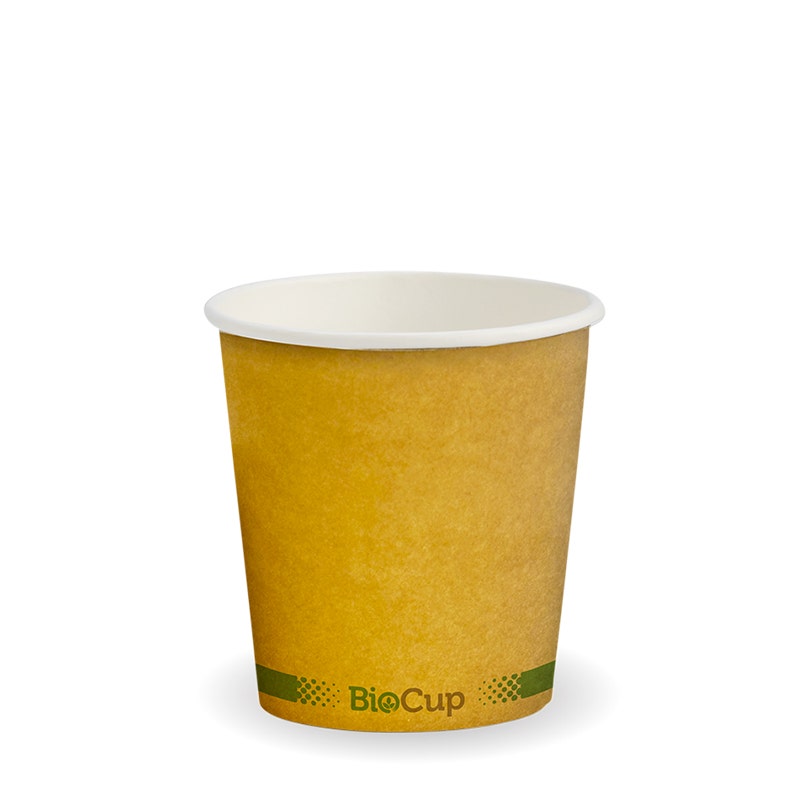 120ml / 4oz (63mm) Kraft Green Stripe Single Wall BioCup