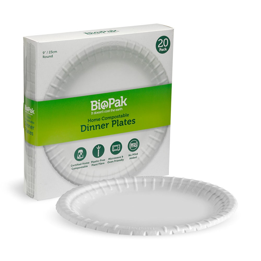 20 Pack - 23cm / 9" White BioPlates